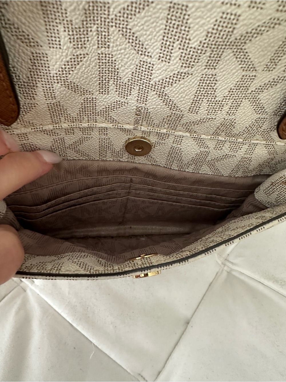 Michael Kors Cream and Brown Signature MK Tote - Picture 5 of 9